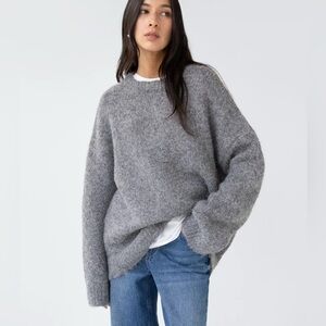 OAK + FORT Gray Crew Neck Sweater